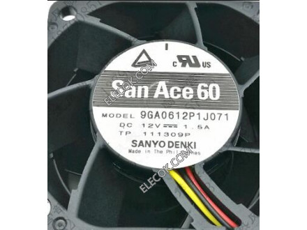Sanyo 9GA0612P1J071 12V 1.5A 3wires Cooling Fan