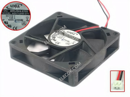 ADDA AD0712HB-D71 12V 0,25A 1,76W 2wires Cooling Fan 