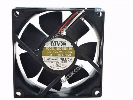 AVC B8025B12H 12V 0,25A 3wires Chlazení Fan 