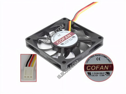 COFAN F-7010H12B-01 12V 0.30A 3wires Cooling Fan