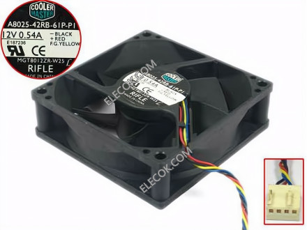 COOLER MASTER A8025-42RB-61P-P1 12V 0,54A 4wires Chlazení Fan 