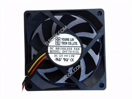 YOUNG LIN DFC701512L 12V 1,9W 3 Dráty Cooling Fan Replacement 