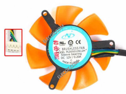 Power Logic PLD05010S12H 12V 0.2A 4wires Cooling Fan