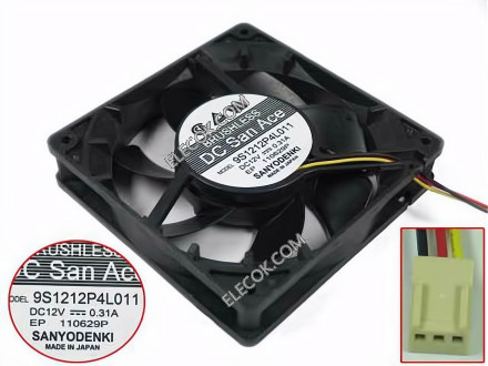 Sanyo 9S1212P4L011 12V 0.08A 4wires Cooling Fan