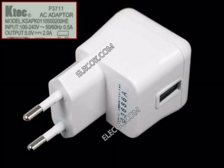 Ktec KSAPK0110500200HE AC Adapter 5V-12V 5V 2A, USB Port, EU 2P,Used