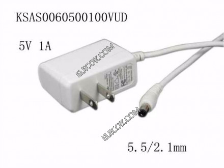 Ktec KSAS0060500100VUD AC Adapter 5V-12V 5V 1A, 5.5/2.1mm, US 2P,Used