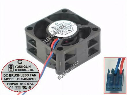 YOUNG LIN DFS402024H 24V 0.07A 2 wires Cooling Fan
