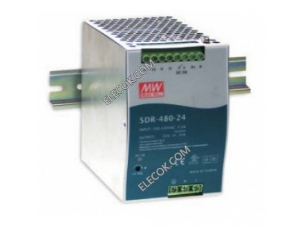 SDR-480-24 480W 24V20A high efficiency, high PF DIN rail mount power supply Mean Well