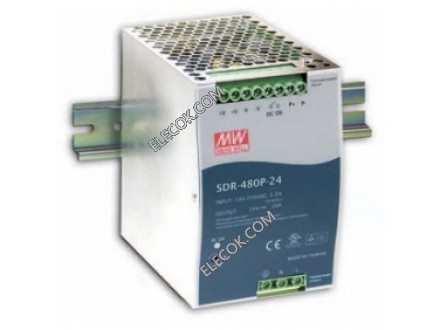 SDR-480P-24 480W 24V20A high efficiency, high PF DIN rail mount power supply Mean Well