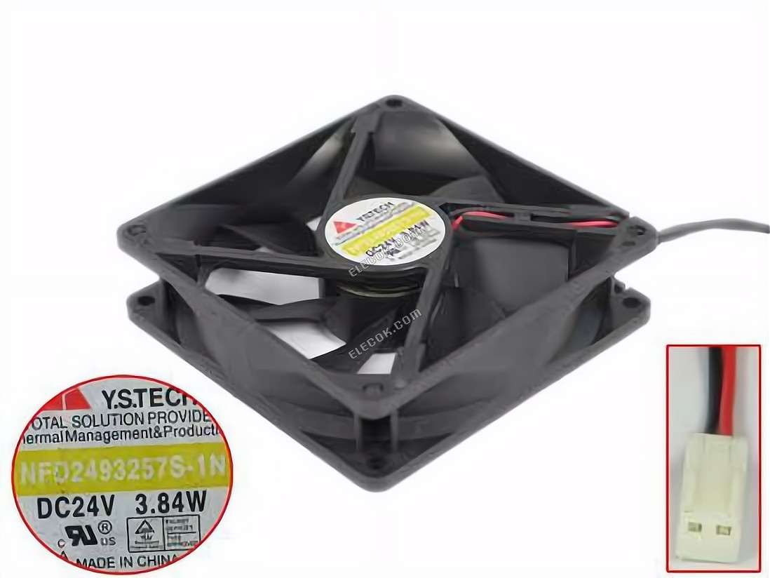 Y.S TECH NFD2493257S-1N Szerver - Négyzet Ventilátor, sq90x90x25mm, 2 vezeték, DC 24V 3,84W 