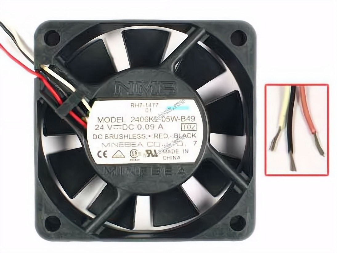 NMB 2406KL-05W-B49 24V 0,09A 3 vezeték Hűtőventilátor 