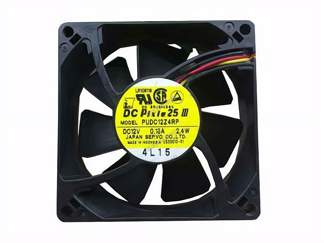 Japan Servo PUDC12Z4RP Szerver - Négyzet Ventilátor sq80x80x25, 3W, DC 12V 0,16A 3 Vezeték 