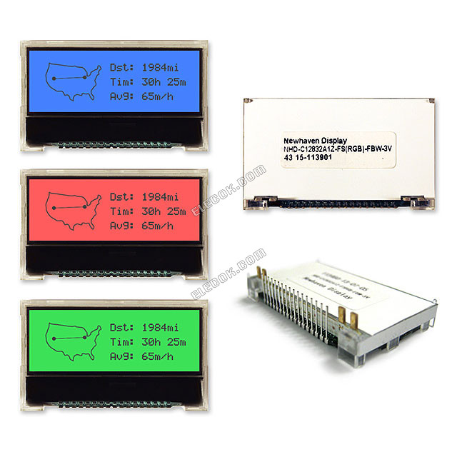 NHD-C12832A1Z-FS RGB -FBW-3V Newhaven Display LCD Graphic Displej Modul FSTN + čERVENá BLU GRN 128x32 3V 