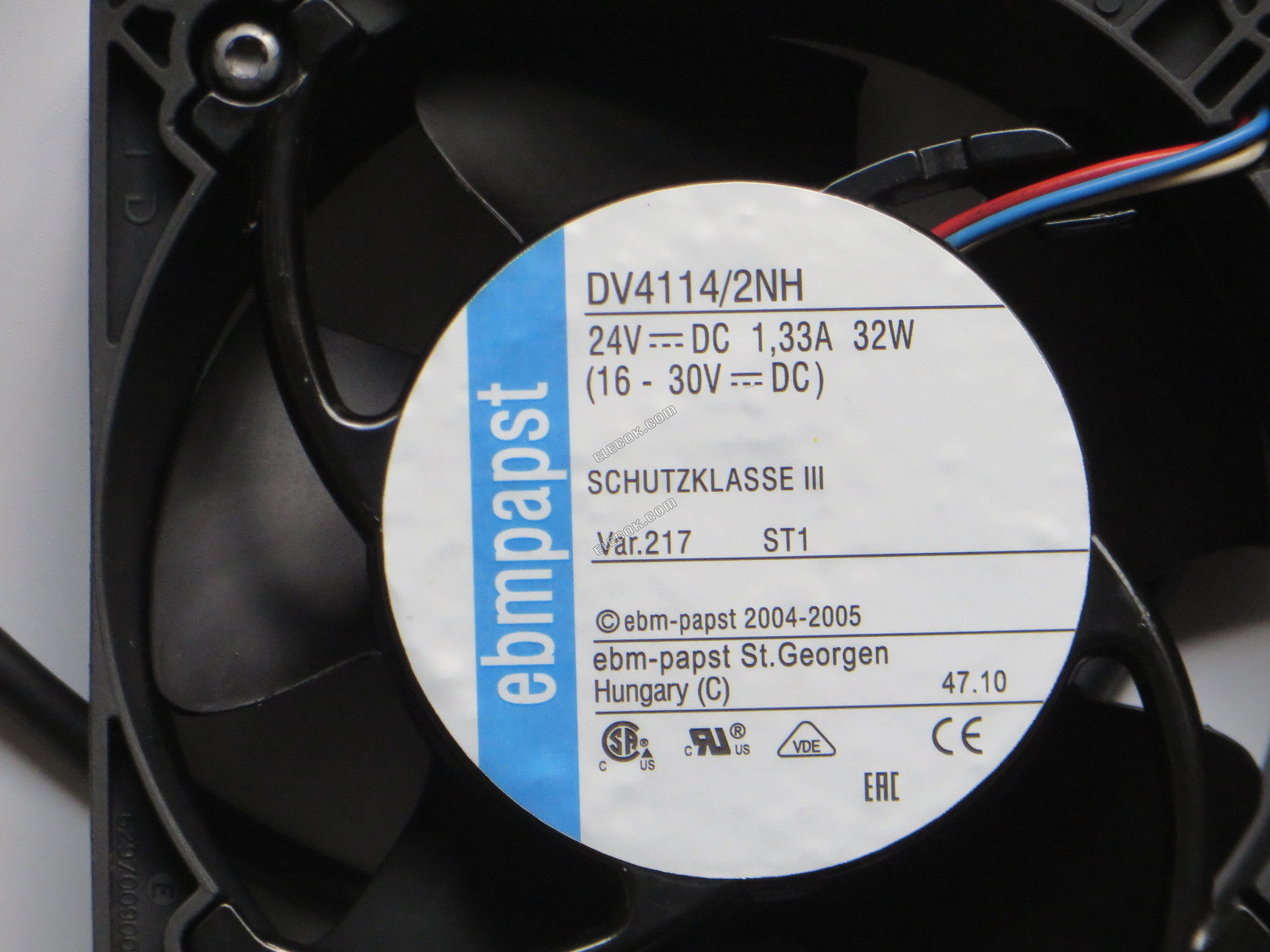 ebm-papst DV4114/2NH 24V 1,33A 32W 3 vezeték Hűtőventilátor, felújított 