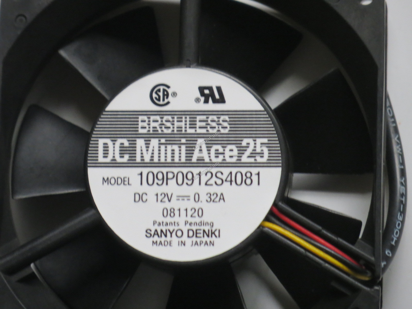 Sanyo 109P0912S4081 12V 0,32A 3 vodiče Chladicí Ventilátor 