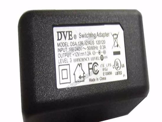 DVE DSA-12R-12 VáLTóáRAM Adapter - úJ Eredeti 12V 1,25A, 5,5/2.5mm, US 2-Pin 