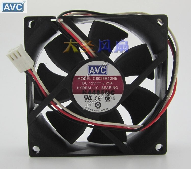 AVC C8025R12HB 8025 80mm DC 12V 0,25A Váz Hűtőventilátor Alaplap 3P Csatlakozó 