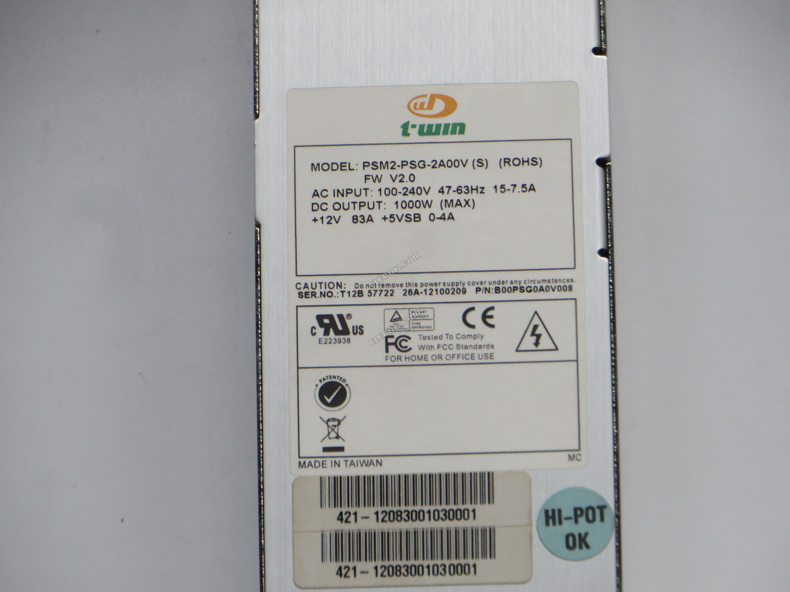 TWIN PSM2-PSG-2A00V Server - Napájecí Zdroj PSM2-PSG-2A00V S ROHS, 1000W, Použitý 