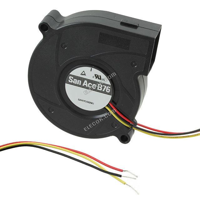 9BD12FC6-1 Sanyo Denki FúVó 76X20MM 12VDC TACH 3 Huzal Kivezetések 