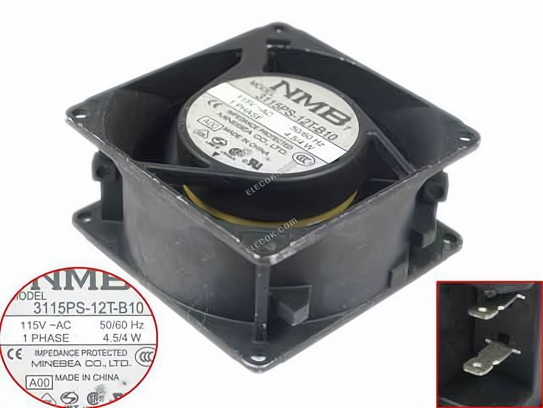 NMB-MAT / Minebea 3115PS-12T-B10 Server - čtvercový Ventilátor A00, sq80x80x38, 110V 4,5W 