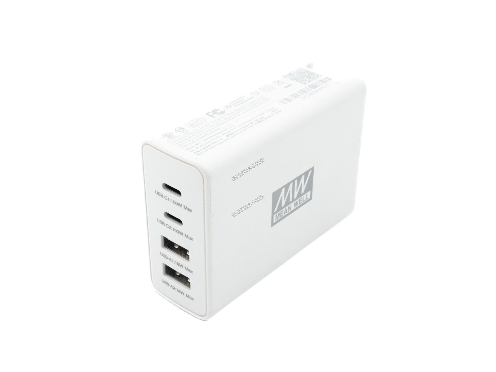 Mean Well NGE100U 100W 4-Port USB GaN Fast Charger 