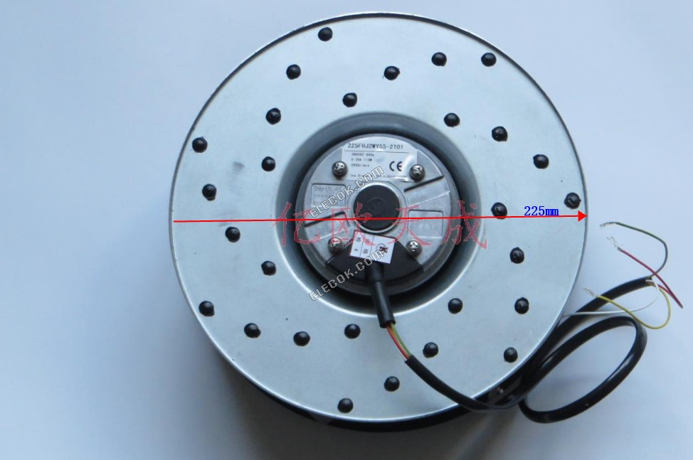 SOK MOTOR 225FHJ2WYS5-2T01 380V 0,3A 110W 4 vodiče Chladicí Ventilátor, Průměr 225MM 