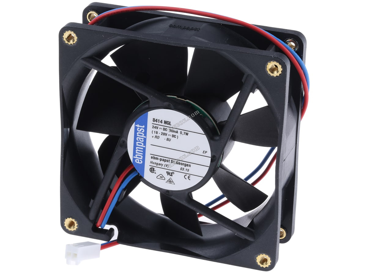 8414NGL-RS0 ebm-papst, 24 V dc, DC Axiális Ventilátor, 80 x 80 x 25mm, 33m³/h, 700mW 