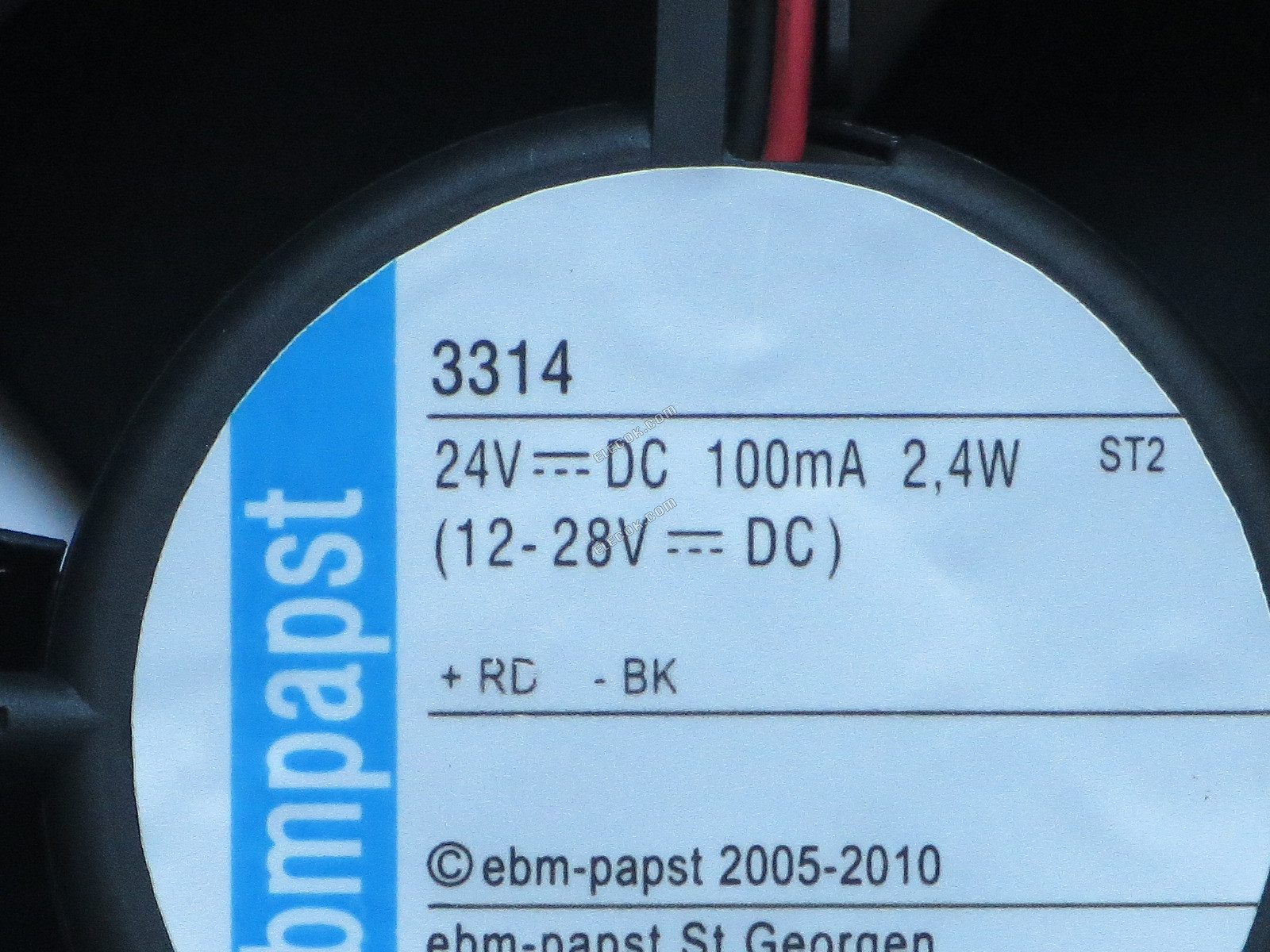 EBMPAPST 3314 24V 100MA 2,4W 2 vodiče Chladicí Ventilátor 