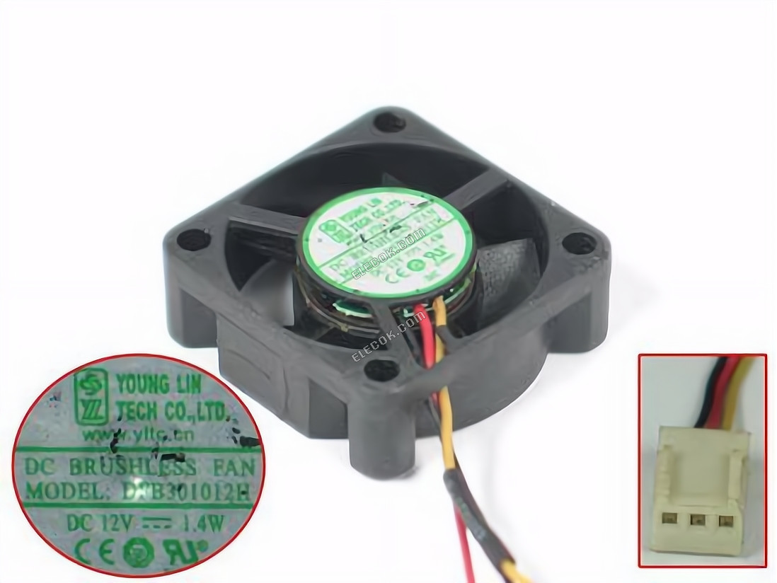YOUNG LIN DFB301012H 12V 1,4W 3 vodiče chladicí ventilátor 