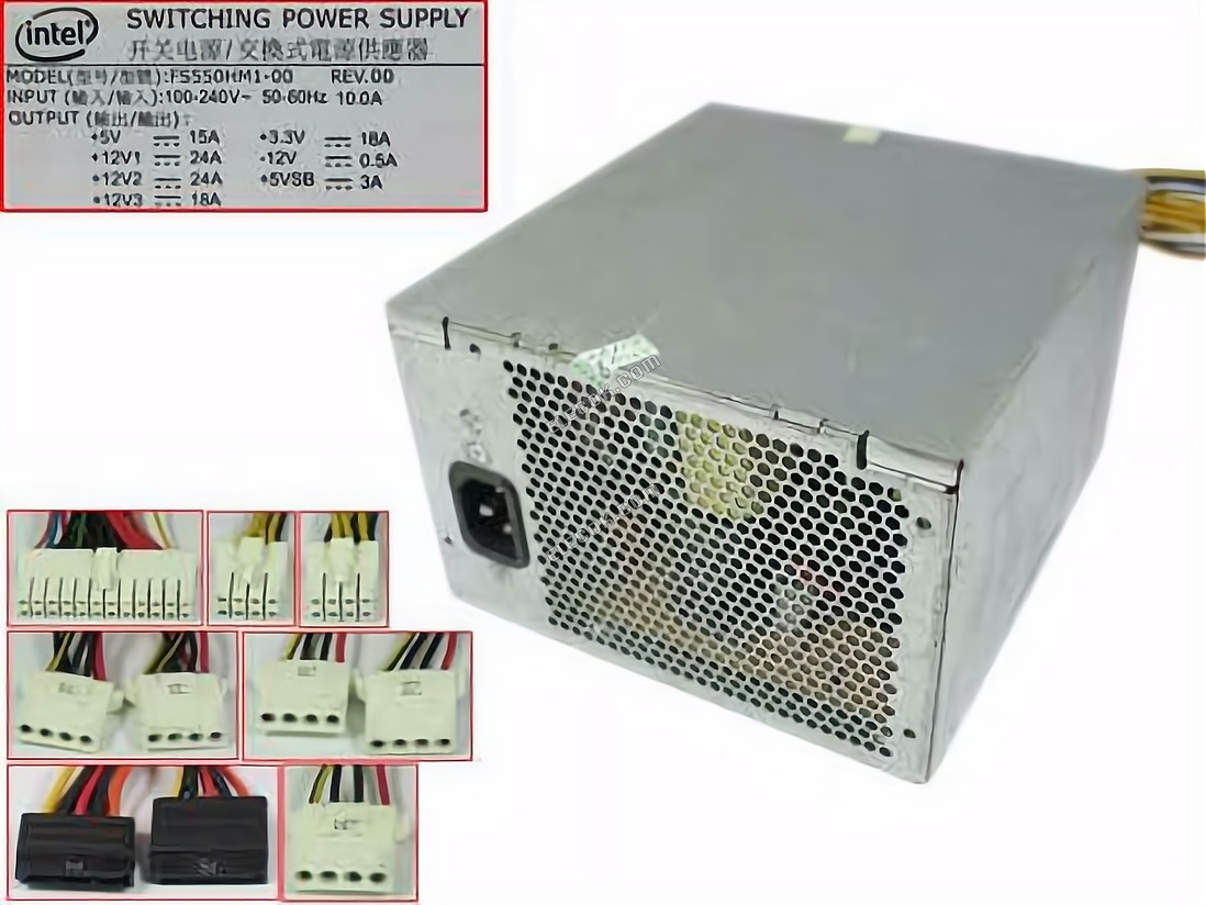 Intel FS550HM1-00 Server - Napájecí Zdroj 550W, FS550HM1-00, Použitý 