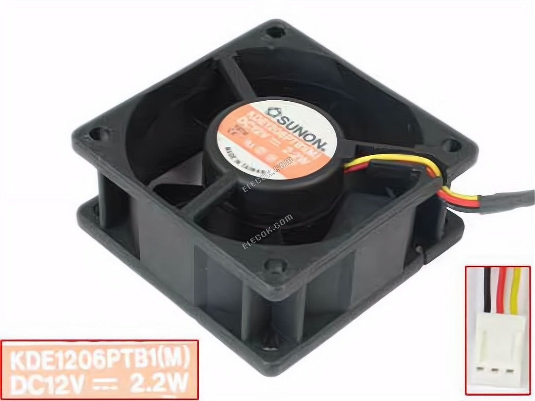SUNON KDE1206PTB1 M сървър - квадрат вентилатор sq60x60x25, 3 проводника, 12V 2,2W 