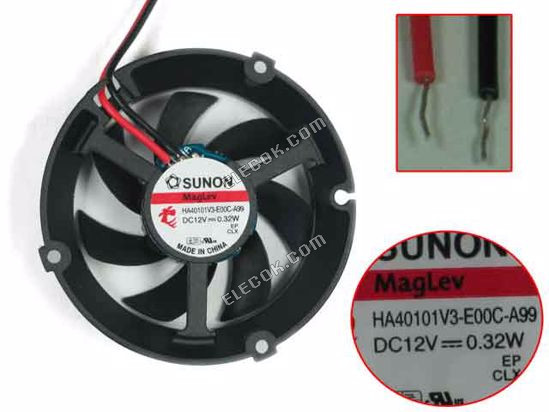 Sunon HA40101V3-E00C-A99 12V 0,32W 2 vezeték Hűtőventilátor 