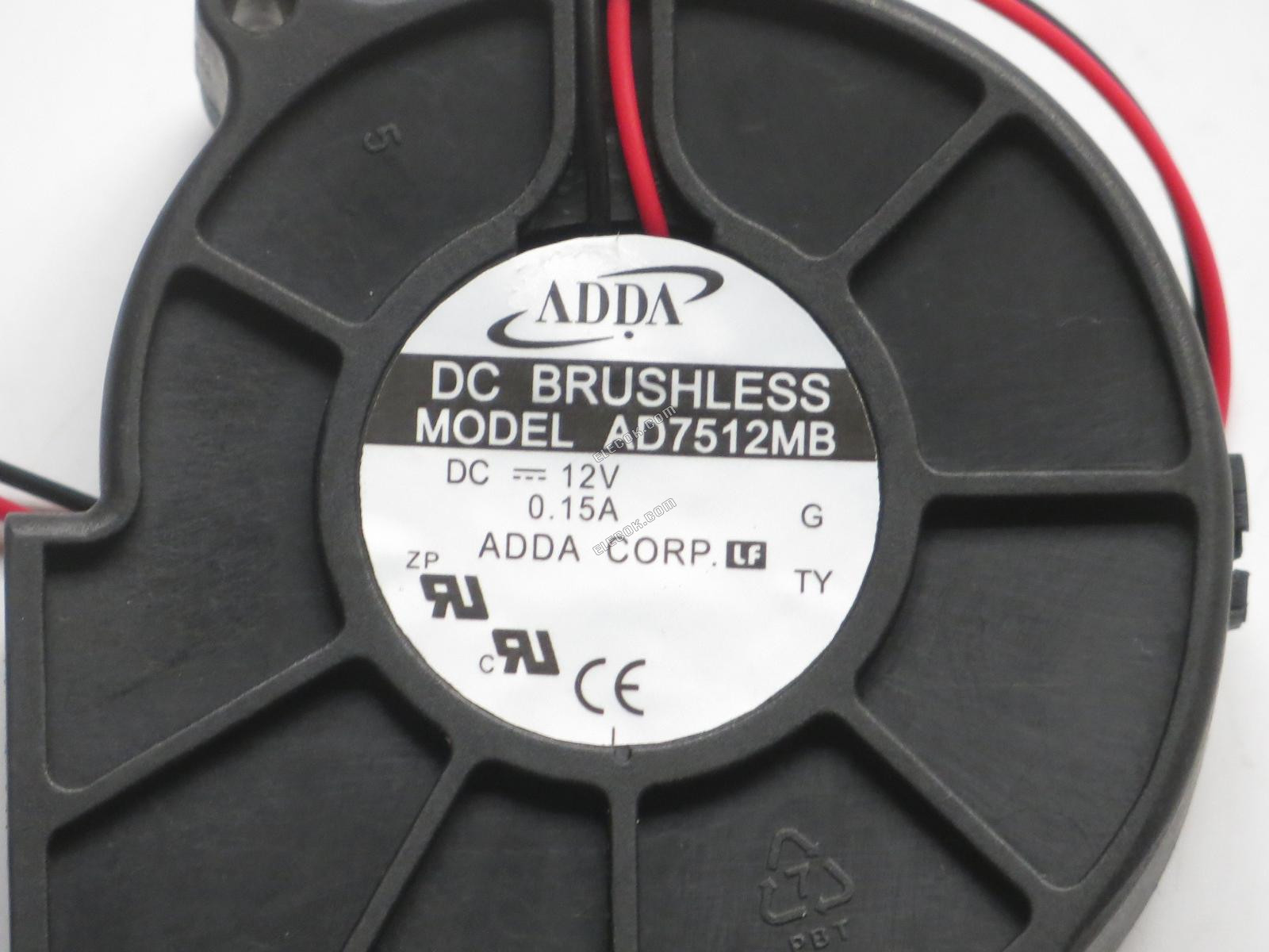 ADDA AD7512MB 12V 0,15A 2 vodiče Chladicí Ventilátor 