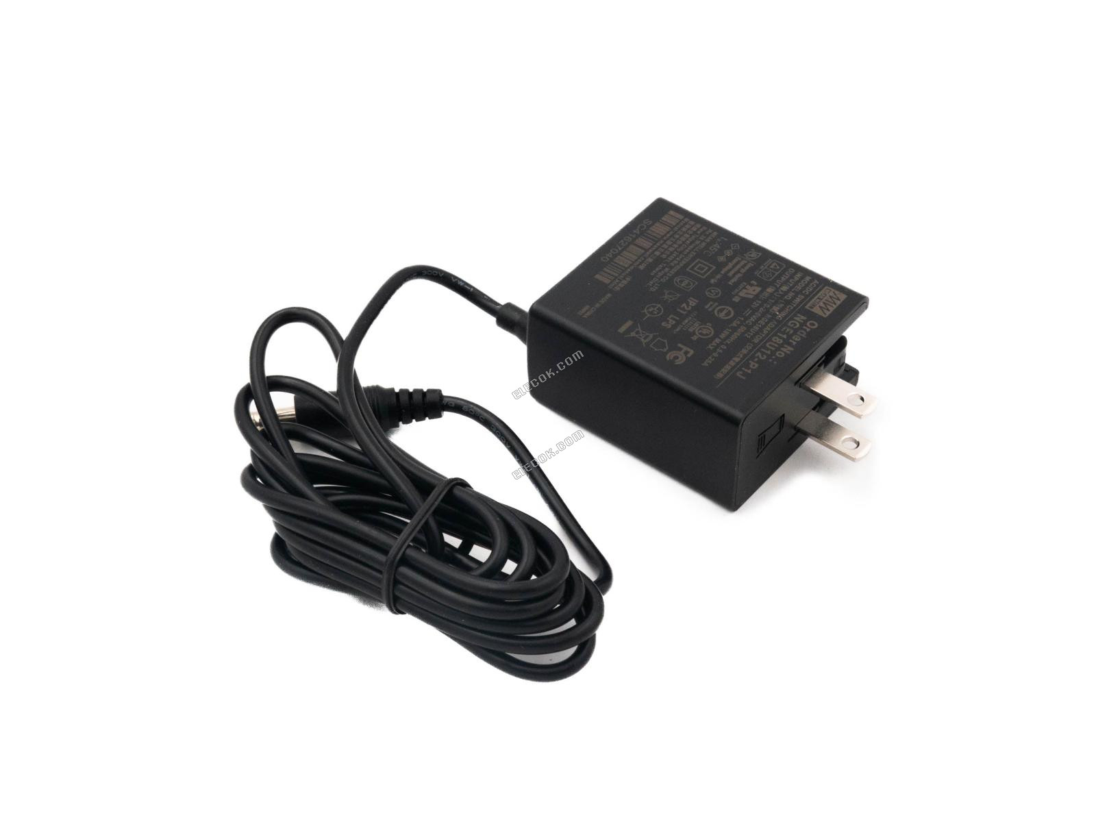 Mean Well NGE18U12-P1J AC-DC Wall-mounted Zöld Adaptor - US Csatlakozó - 18W 12V 1,5A 
