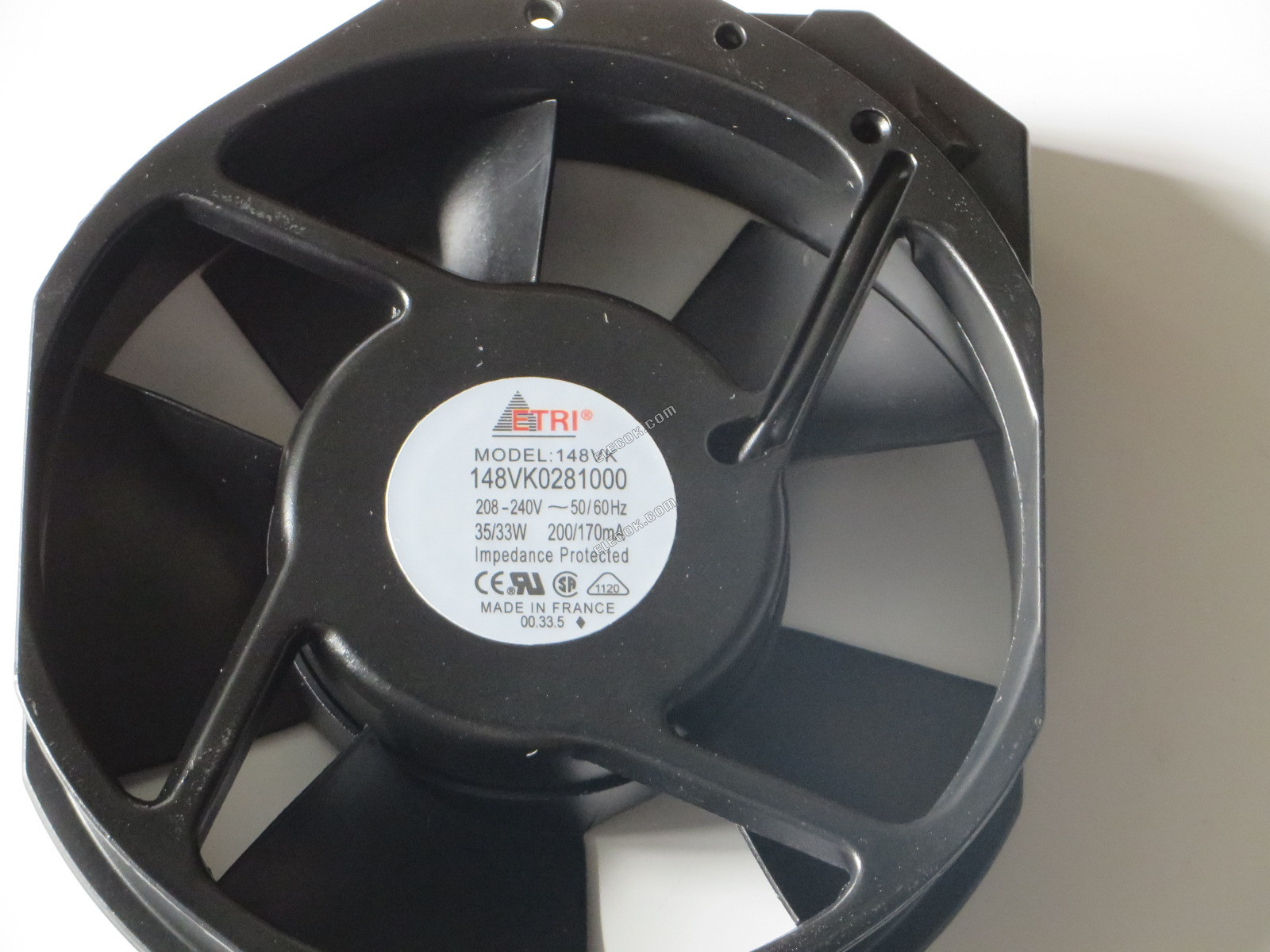 ETRI 148VK0281000 208/240V 200/170mA 35/33W Hűtőventilátor, felújított 