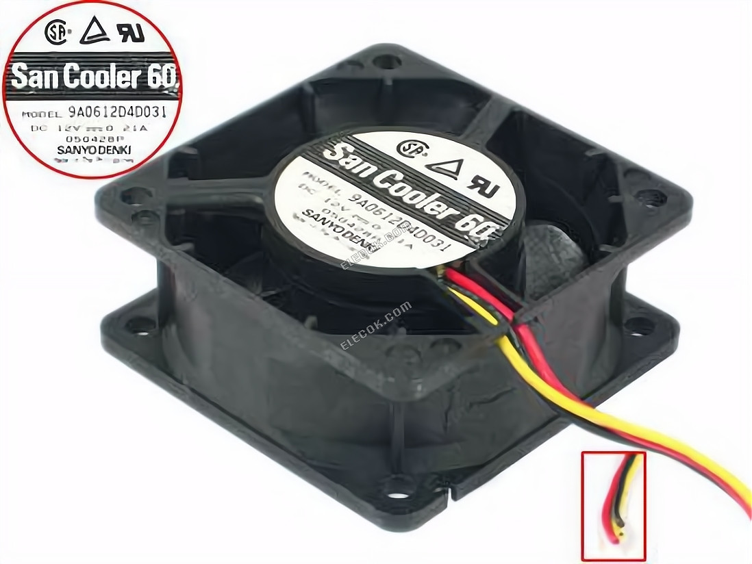 6025 6cm 9A0612D4D031 12V 0,21A 3 vodiče Ventilátor 
