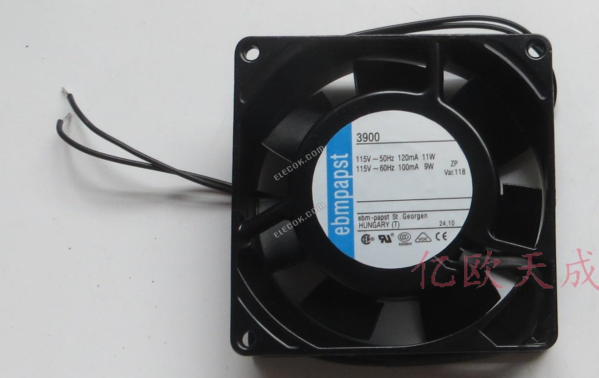 EBM-Papst 3900 115V 50/60HZ 120/100MA 11/9W 2 vodiče Chladicí Ventilátor 
