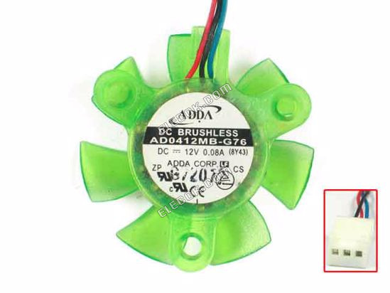 ADDA AD0412MB-G76 12V 0,08A 1,08W 3 vodiče Chladicí Ventilátor 