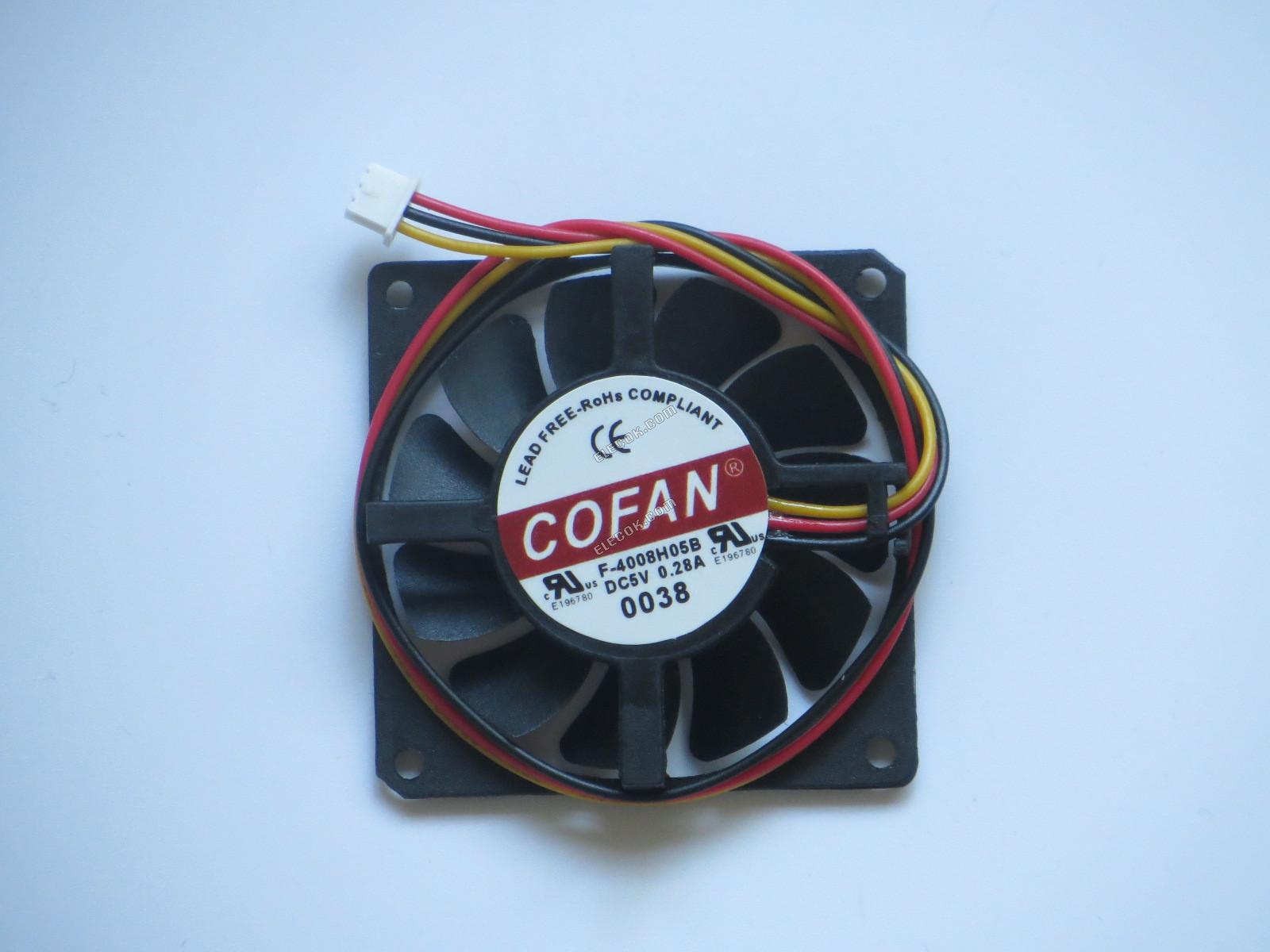 COFAN F-4008H05B 5V DC 0,28A 3 vezeték hűtőventilátor, helyettesítő 