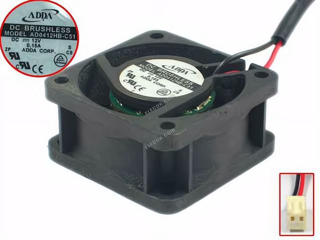 ADDA AD0412HB-C51 12V 0,15A 2 vodiče Chladicí Ventilátor 