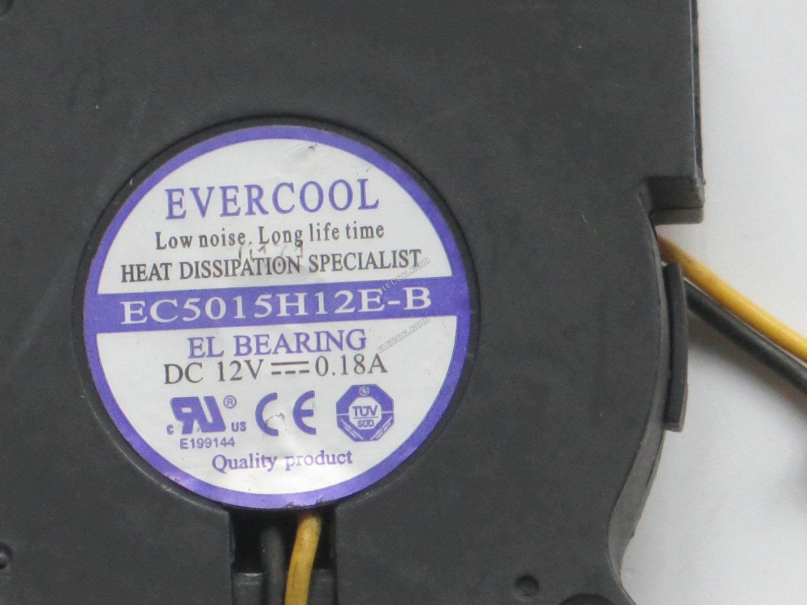EVERCOOL EC5015H12E-B 12V 0,18A 2 Vezeték Hűtőventilátor 