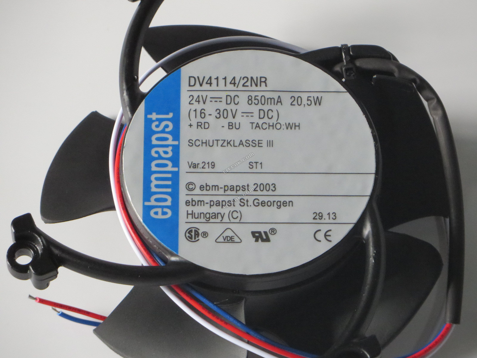 Ebmpapst DV4114/2NR 24V 850mA 20,5W 3 vezeték hűtőventilátor Felújított 