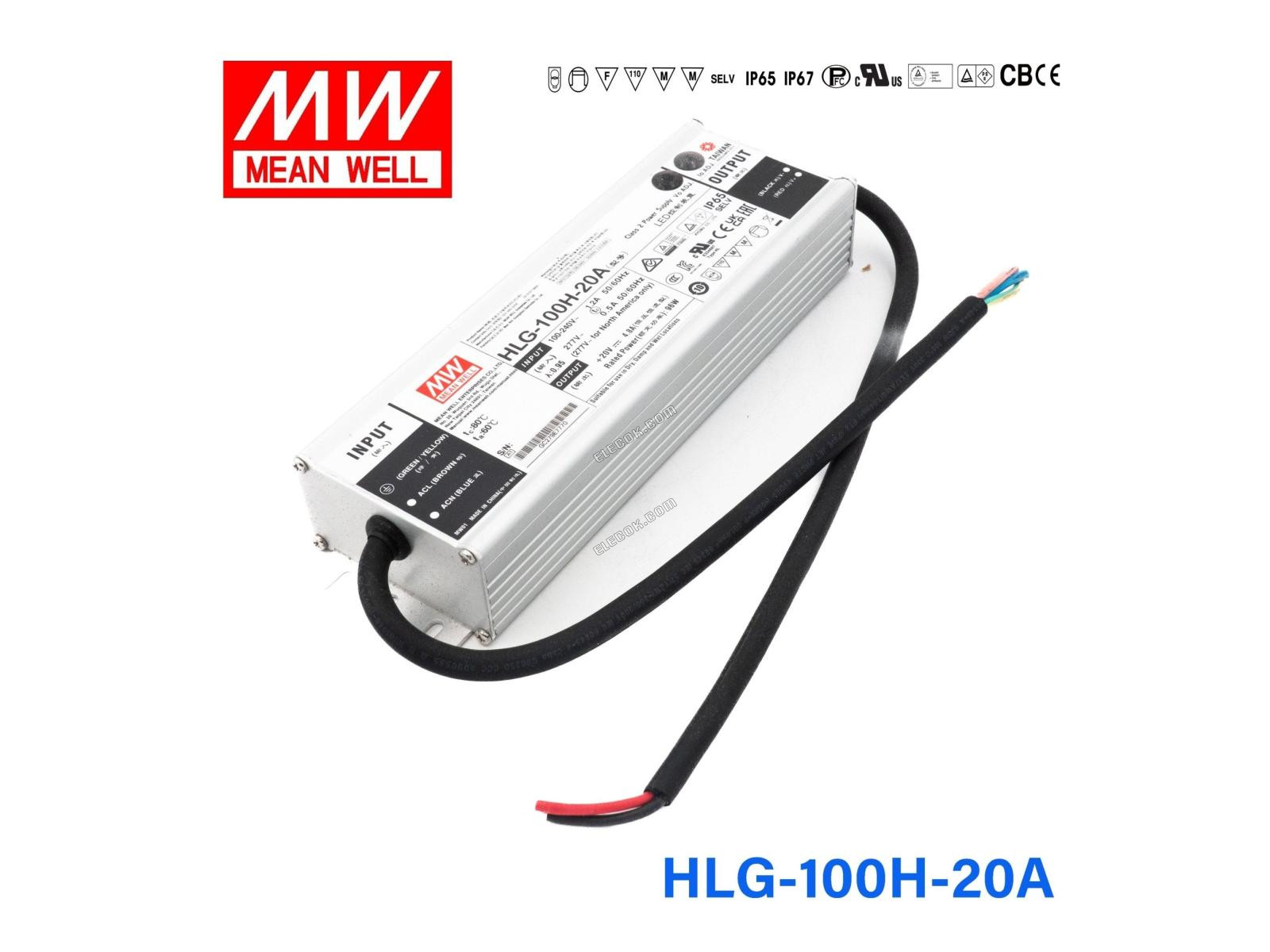 Mean Well HLG-100H-20A Tápegység 100W 20V - Állítható 