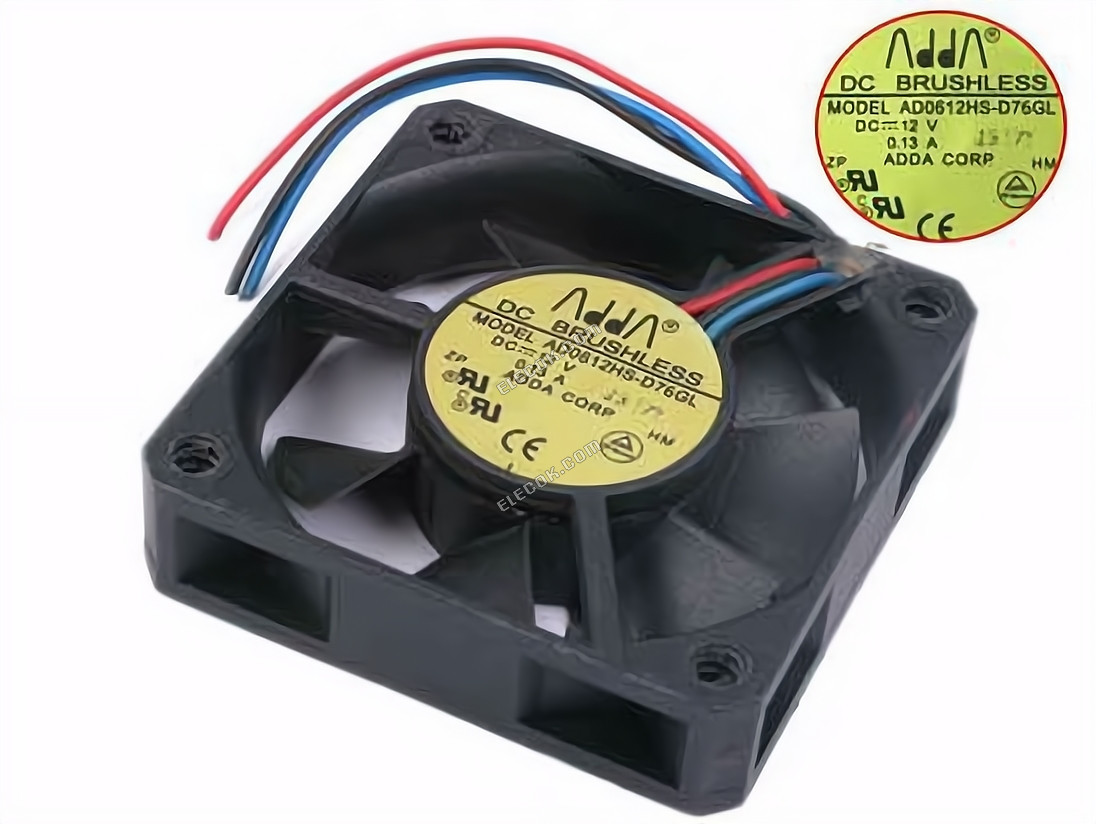 ADDA AD0612HS-D76GL 12V 0,13A 3 vodiče Chladicí Ventilátor 