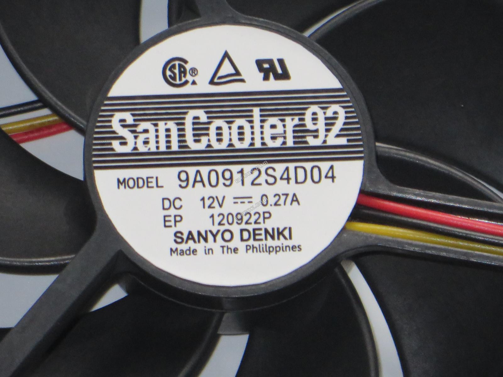 Sanyo 9A0912S4D04 12V 0,27A 3 vezeték Hűtőventilátor 