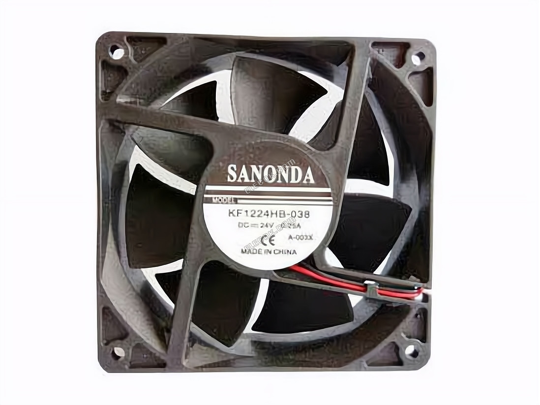 SANONDA KF1224HB-038 Szerver - Négyzet Ventilátor 24V0.25A, sq120x120x38mm, 2W 2 Vezeték 