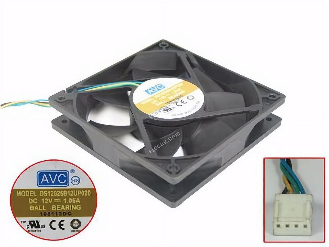 AVC DS12025B12UP020 Szerver - Négyzet Ventilátor sq120x120x25, w240x4x4, 12V 1,05A 4 vezeték 