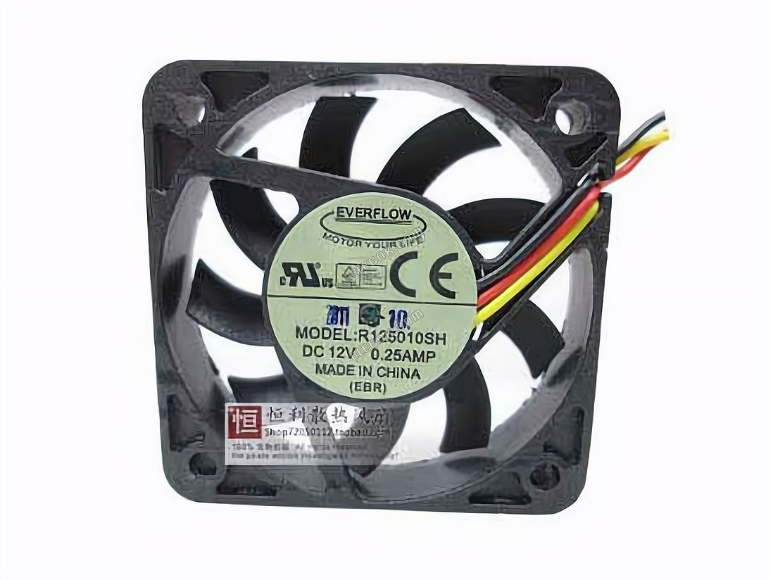 EverCool R125010SH Szerver - Négyzet Ventilátor 12V0.25A, sq50x50x10mm, 3W 3 Vezeték 