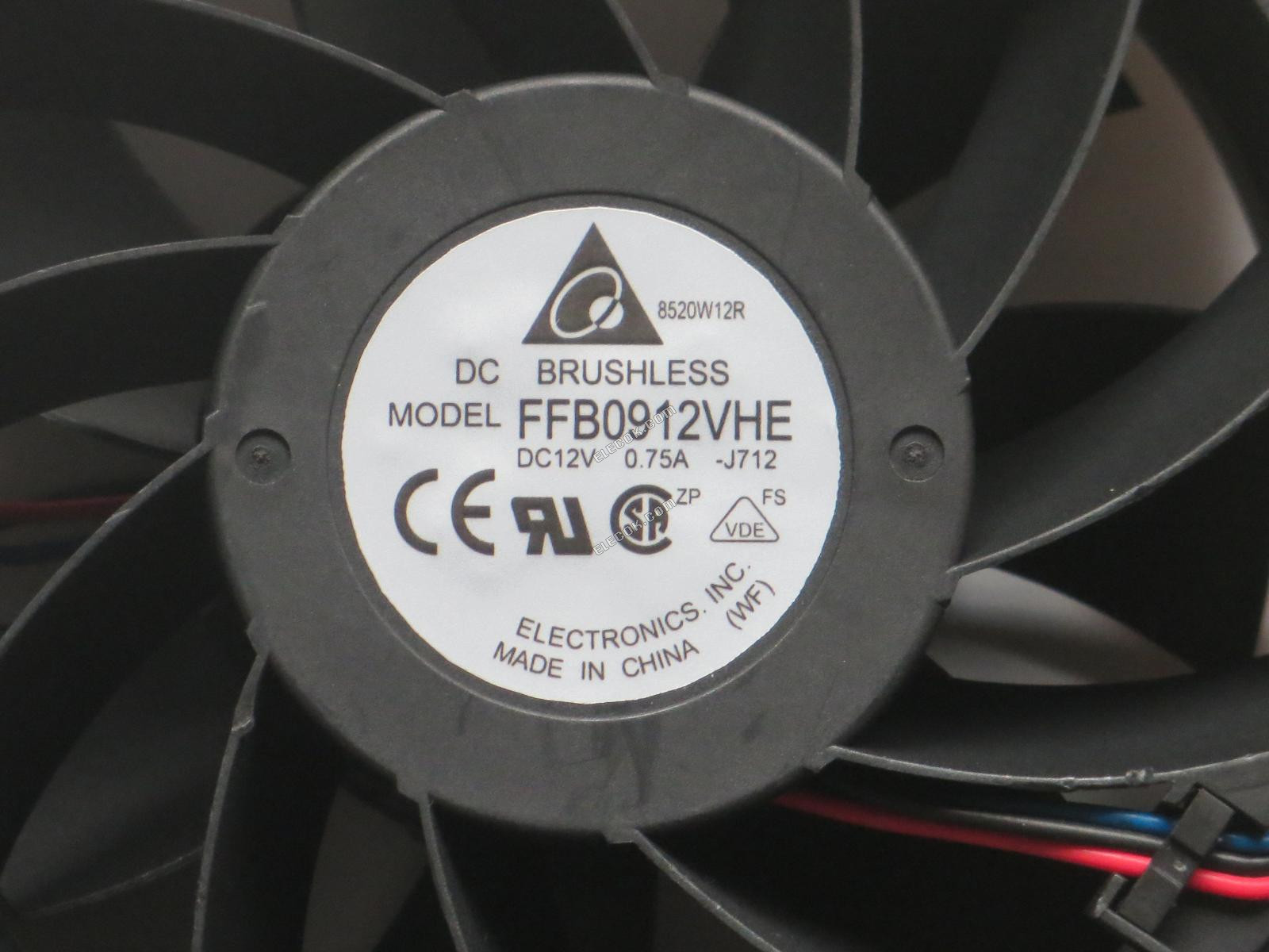 Delta FFB0912VHE-J712 9038 12V 0,75A 3 vezeték Hűtőventilátor 