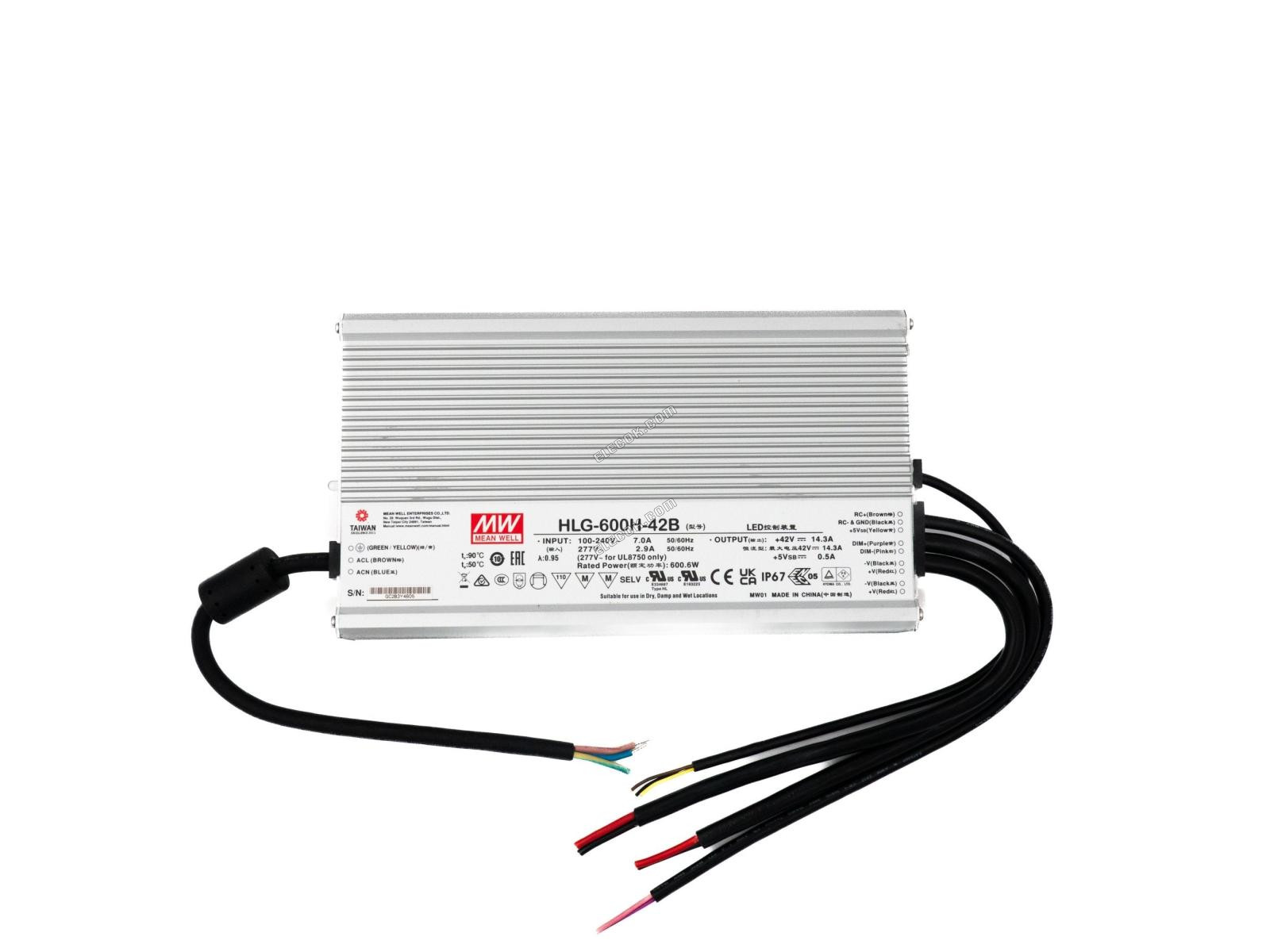 Mean Well HLG-600H-42B Tápegység 600W 42V- Dimmable 